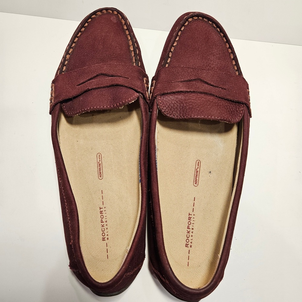 Rockport Ashika Burgundy Nubuck Leather Penny Loafers Womens 8 Adiprene - Picture 9 of 10